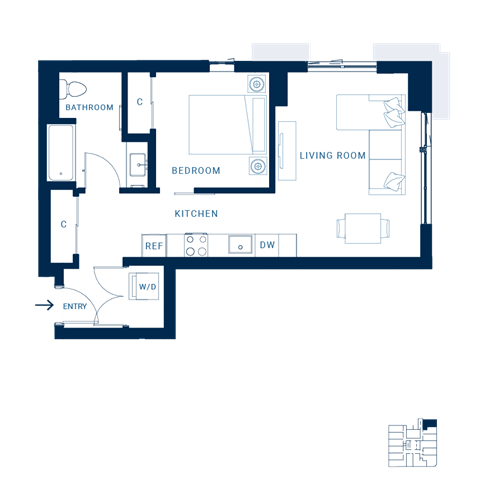 Shoresmith Apartments 1x1 C Floor Plan